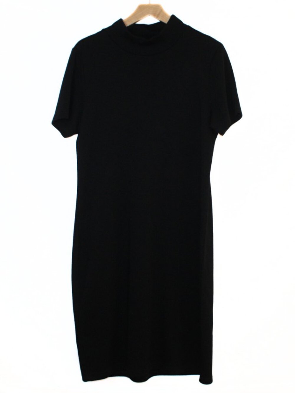 Lennie for Nina Leonard women's black dress size XL knit short sleeve mock neck